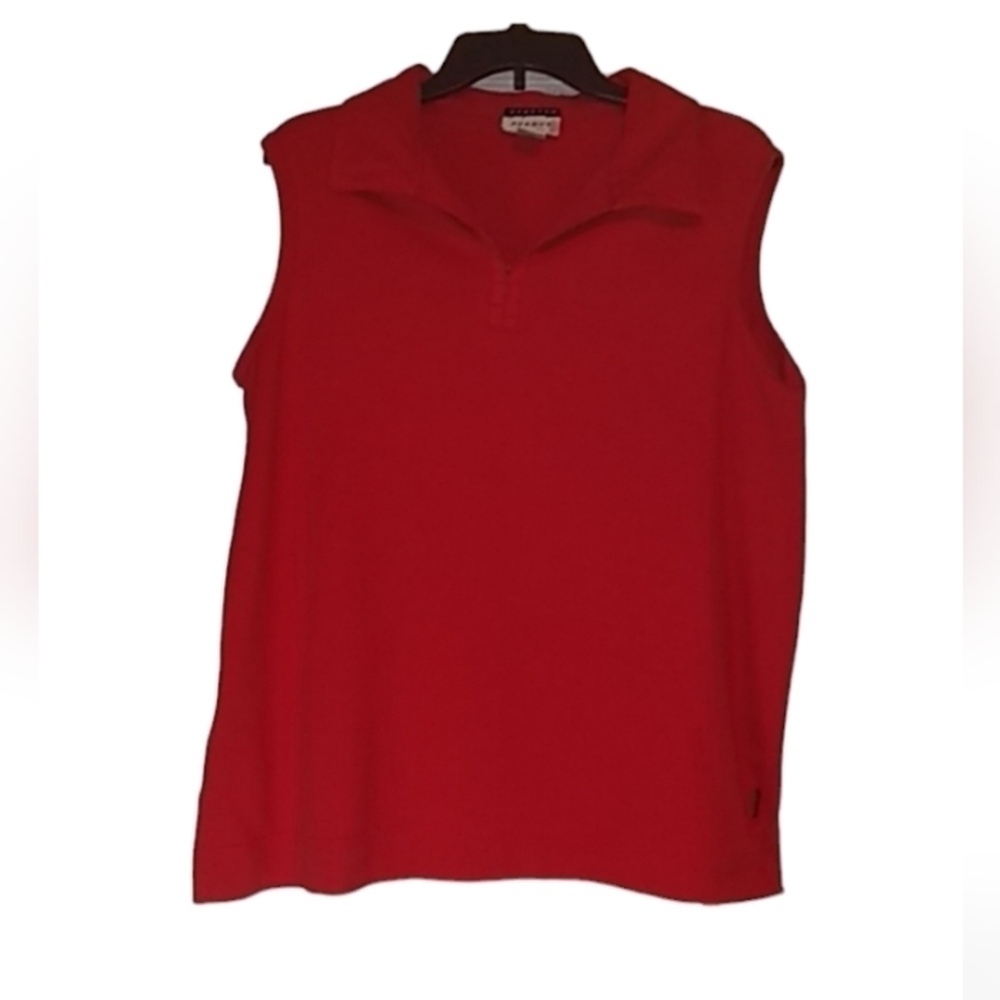 Avenue red collared Sleeveless shirt